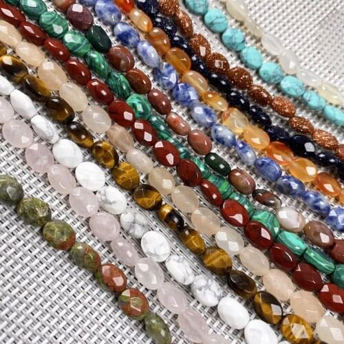 Natural Stone Agates Pink Quartz Jades Beads Egg Shape Crystal Scattered Beads for Jewelry Making DIY Bracelet Necklace 6x8mm