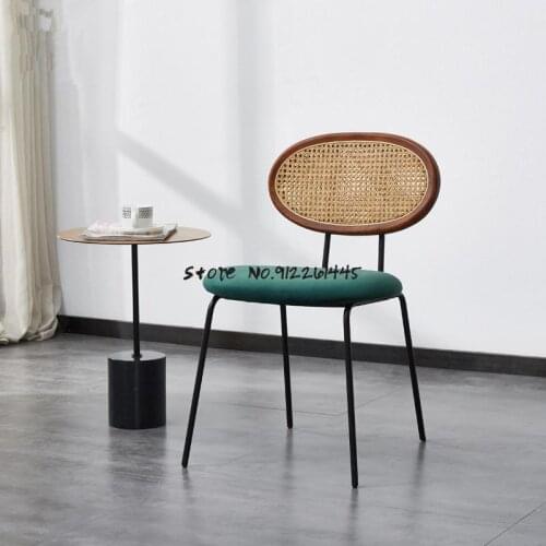 European style dining chair designer rattan chair tea shop coffee shop iron leisure chair retro comb makeup chair