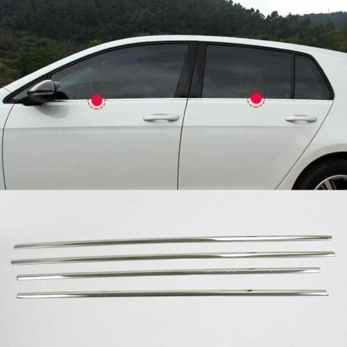 For VM Golf MK7 7.5 2013 - 2019 Steel Chrome Bottom Window Frame Cover Trim 4pcs Car modification Auto parts