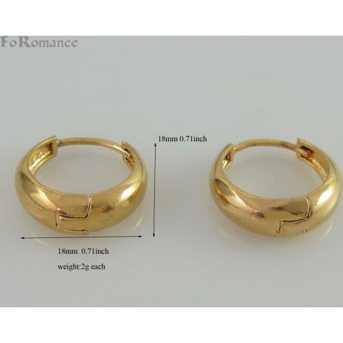 Foromance/ TOP QUALITY CUTE PLAIN SURFACE YELLOW GOLD GP SOLID OVERLAY HOOP 0.71 INCH EARRING