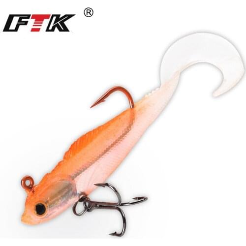 FTK Fishing Lures Soft Lure 3D Shake Fish Minnow Jigging Lure Floating Lead Head Bass Easy Silicone Floating Wobblers 706