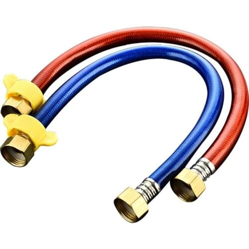 2pcs 1/2' Faucet Plumbing Hose 50cm Angle Valve Connector Stainless Steel Toilet Flexible Hose for Bathroom