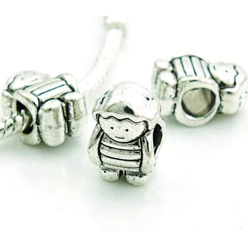 JINGLANG Free Shipping Fashion Plated Vintage Silver People Charm Metal Big Hole Beads DIY Bracelets Accessories Jewelry