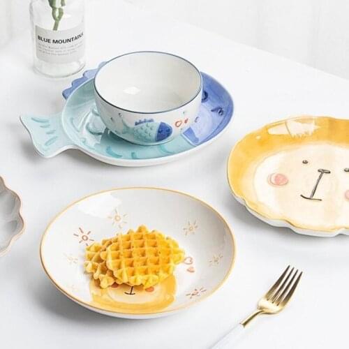 Cartoon ceramic tableware fashion lovely childrens creative dinosaur lion ceramica dinner plates platter breakfast tray