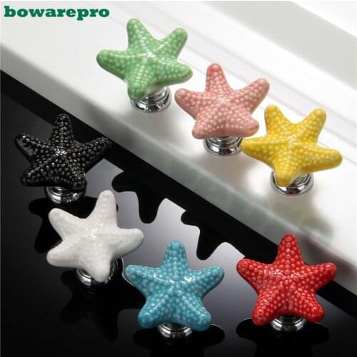 Starfish Style Ceramic Door Knob Room Children Cupboard Cabinet Drawer Suitable Kitchen Furniture Home Pull Handle 1pcs