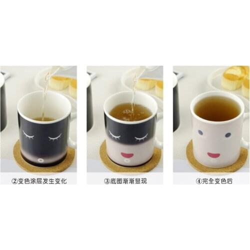 20pcs/lot New free shipping creative gift product smile colour change temperature sensing ceramic mugs cup
