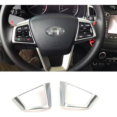 For Hyundai Creta IX25 2016-2018 Steering Wheel Switch Button Frame Molding Cover Trim Silver Interior Mouldings ABS Sticker