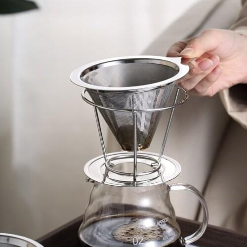 Coffee filter,tea dregs funnel,304 stainless steel double-layer filter,hand-pushed coffee screen,kitchen coffee filters #965
