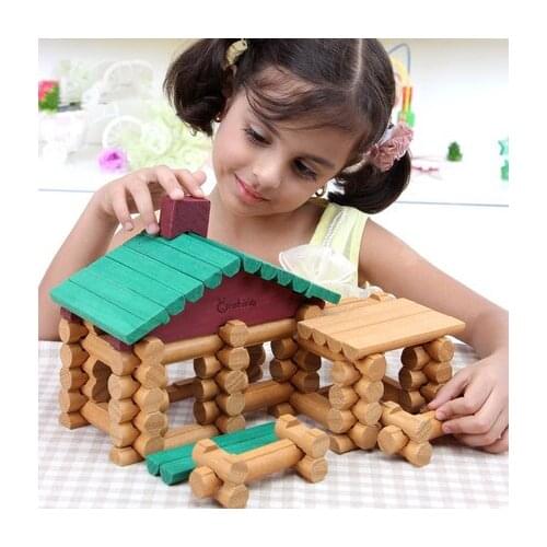 Wooden Puzzle Toys Kids 90pcs/set Pretend Play Building Blocks Creative Forest Farm Houses Space Educational Brick Blocks Logs