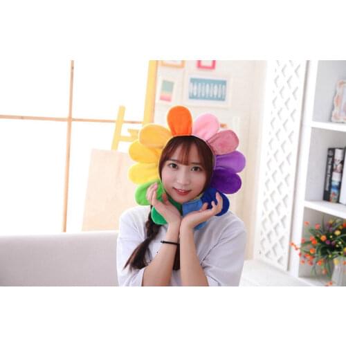 Colorful Sunflower Toy Hat Cartoon Sunflower Plushed Hat Photo Props Cosplay Wear Novelty Gift Hat Lovely Headwear