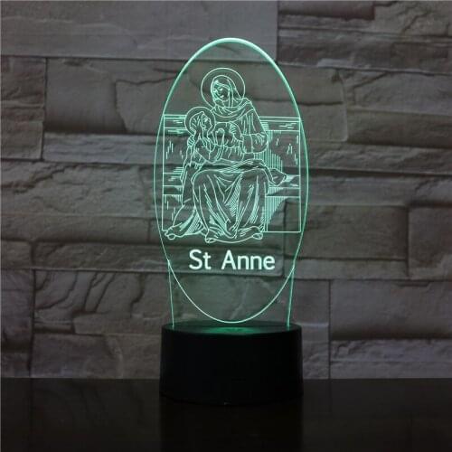 Vision Creative 7 Colors St Anne Modelling 3D Led Desk Lamp Gifts Usb Jesus Cross Bedside Night Light Lighting Decor 1869