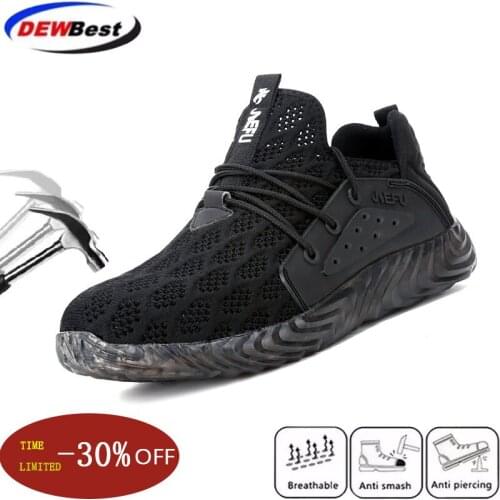 Fashionable mens boots outdoor lightweight breathable work shoes steel head anti-smashing anti-puncture insulation safety shoes