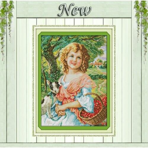 Picking fruit girl decor diy painting counted print on canvas DMC 11CT 14CT kits Chinese Cross Stitch embroidery needlework Sets