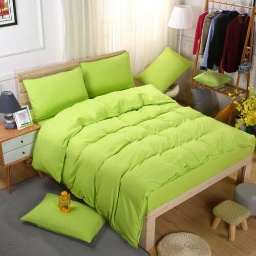 Solid Bedding set Home Textile Duvet Cover Pillow Case Bed Sheet Student Dormitory Linens Set King Queen Twin