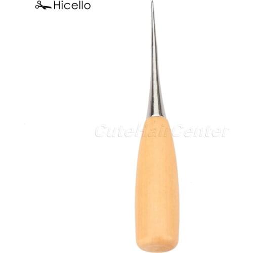 Original Hicello 1Pc Sewing Awl Craft Punching Wooden Handle Stitching Scratch Tool Leather Paper Cloth Studs Punch Hole Tool