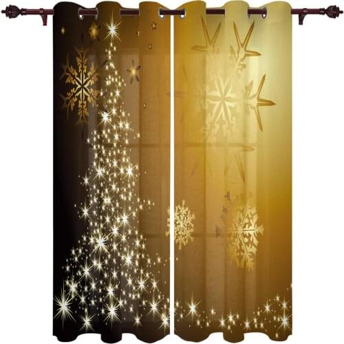 Patio Curtain Snowflake Golden Indoor Living Room Bedroom Kitchen Outdoor Drape For Porch Gazebo Pergola Canopy Beach