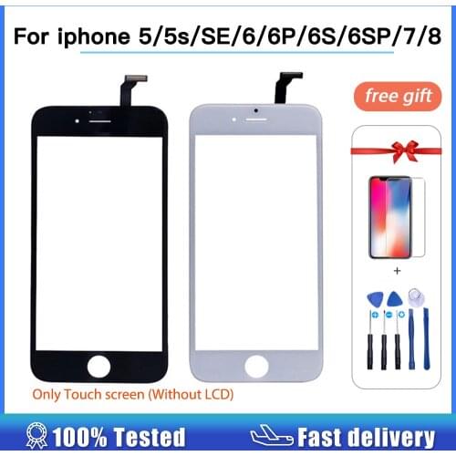 Front Screen No LCD For iPhone 6 6S 7Plus 6P SE 5S Touch Digitizer Glass Lens For iPhone 5 7 8 plus 8+ Front Touch Panel + Frame