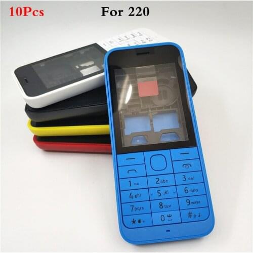 Front Middle Frame Back cover Battery Cover For Nokia 220 Full Housing Cover Case +English Keypad