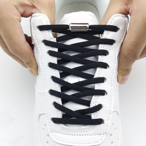 1Pair Metal Lock Shoelaces Round Elastic Shoe Laces Special No Tie Shoelace for Men Women Lacing Rubber Zapatillas