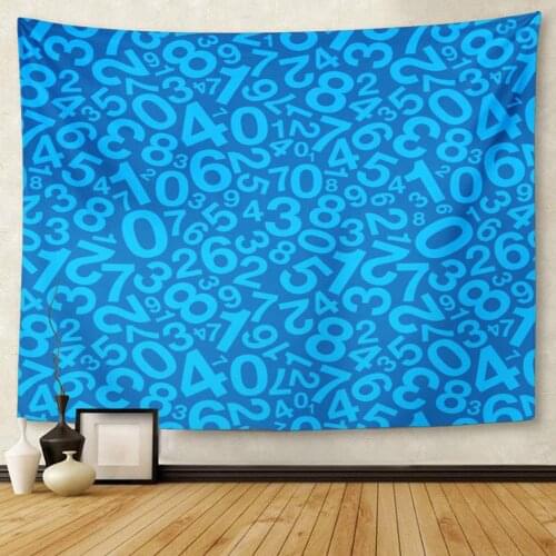 Random Blue Number Math Statistics Collage Pattern Symbol Tapestry Wall Hanging for Living Room Bedroom Dorm 50x60 inches