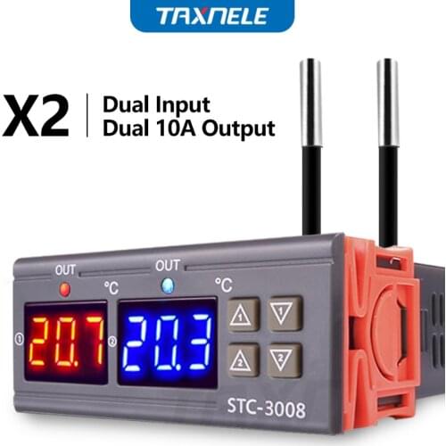 STC-3008 Dual Digital Temperature Controller Two Relay Output 12V 24V 220V Thermoregulator Thermostat Heater Cooler dual probe