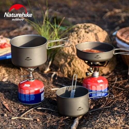 Naturehike Titanium Series Products Ultralight Titanium Frying Pan, Camping Pot, bowl, spoon, fork ,chopsticks NH