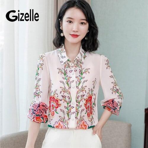 Gizelle New Arrivals Fashion Spring Autumn Women Long Sleeve Floral Blouses Button Up Casual Street Chic Lady Shirts Trendy Moda