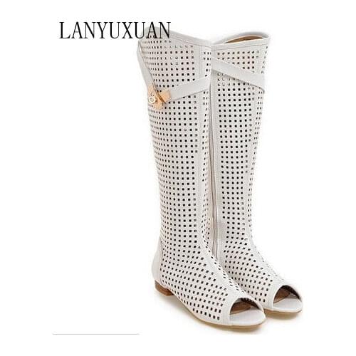 HOT SALE Women Cool boots high quallity hight cut peep toes lady casual shoes womens sexy Low-heeled sandals Big size 34-47 362