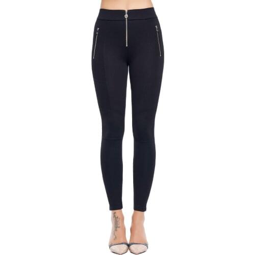 Female Sexy slim stretch woven Casual Fashion Bandage women zipper Tight Pencil Trousers ladies Skinny high waist elastic pants