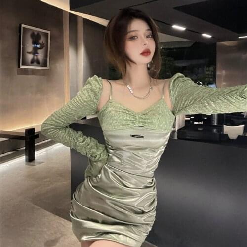Lace Patchwork Women Dress Sexy Square Collar Long Sleeve Party Bodycon Dresses Folds High Waist Slim Fit Female Vestidos 80237