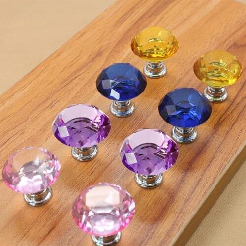 ETUUD 10pcs/lot Colorful Crystal Diamond Glass Handle Jewelry Box Cabinet Drawer Pull Knobs Tranlusent Furniture Hardware