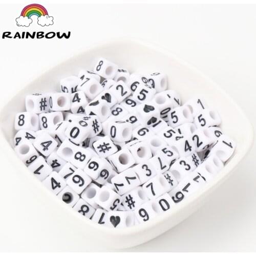 100Pcs White Black Mixed Acrylic Number Cube Spacer beads for jewelry making DIY 6x6mm