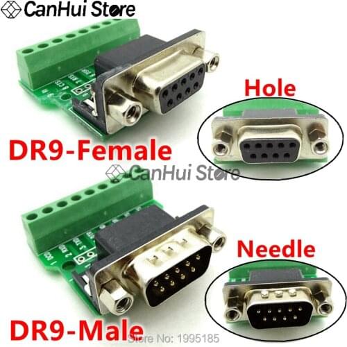 2pcs DB9 Solderless Serial Rort COM Adapter Screw Terminal Male/Female 9-pin/9-hole RS232 RS485 DR9 Conversion Board Module