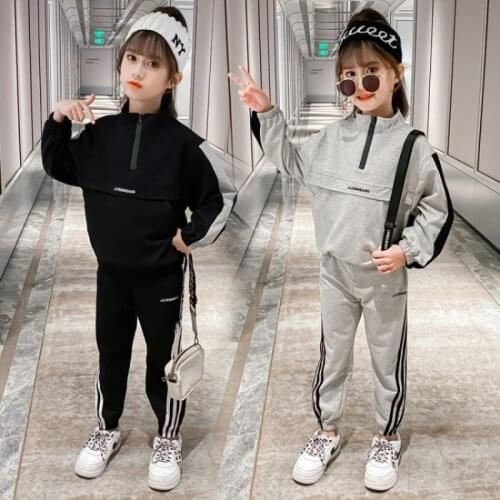 Girls Suit Sweatshirts +Pants 2Pcs/Sets 2021 Soft Spring Autumn Teenagers Outwear Kids Cotton Tracksuit Sport Suits Children Clo