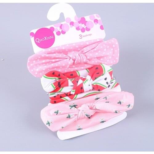 3Pcs/set Baby Girl Headband Newborn Floral Dot Fruit Print Toddler Girls Bows Soft Elastic Kids Headwear Baby Hair Accessories