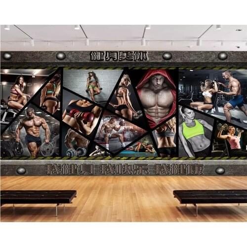 Beibehang Custom fashion 3d wallpaper retro industrial wind plate gym sports beauty muscle man background wall papers home decor