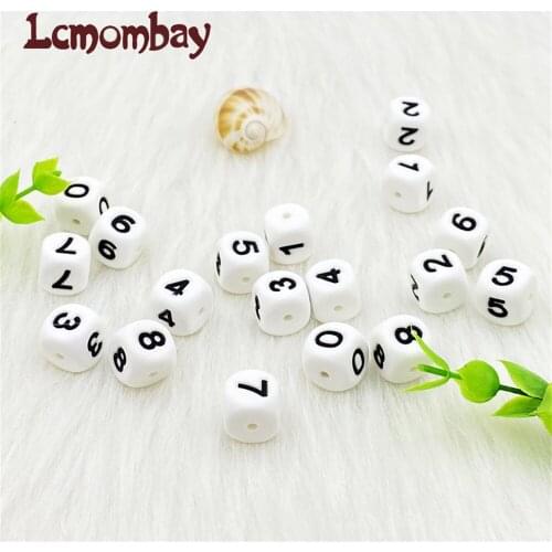 12mm 50pcs Silicone Digital Beads for Birthday on Pacifier Chain Clips Chewing Arabic Number Beads for Baby Necklace Teethers