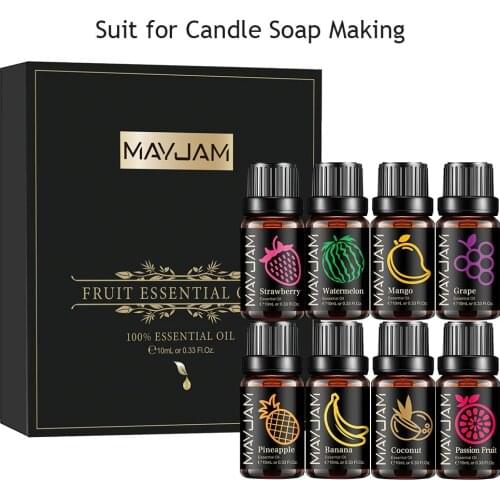 8pcs Gift Box Fruit Essential Oils Set for Candle Soap Making Mango Coconut Skin Care Diffuser Aroma Flavoring Fragrance Oil