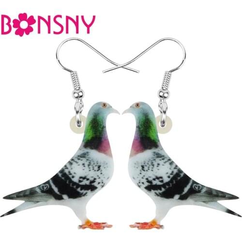 Bonsny Acrylic Carrier Pigeon Bird Earrings Animal Drop Dangle Jewelry For Women Girl Teen Kids Charm Decoration Gift Accessory
