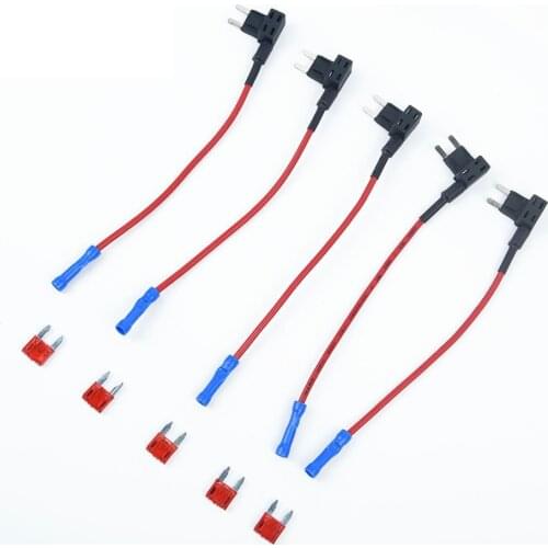 5pcs Automotive Circuit Protection Accessories Add-A-Circuit Fuse TAP Adapter Blade Fuse Holder with 5 Mini Blade Fuses