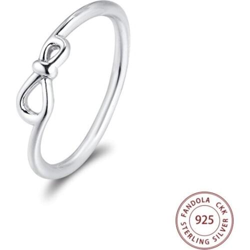 Authentic 925 Sterling Silver Ring Female Infinity Knot Wedding Engagement Rings for Women Fashion Jewelry Bague Femme