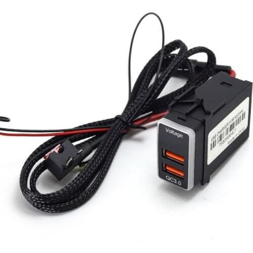 1PC Double USB Charger Car Interface Socket Double Connector Double QC3.0 Voltage Display For Nissan X-Trail