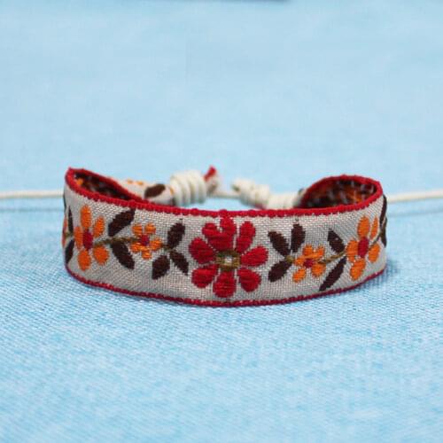 2021 New Bracelets for Women Ethnic Retro Cotton Rope Adjustable Bracelet Handmade Jewelry for Women Flower Print Rope Gifts