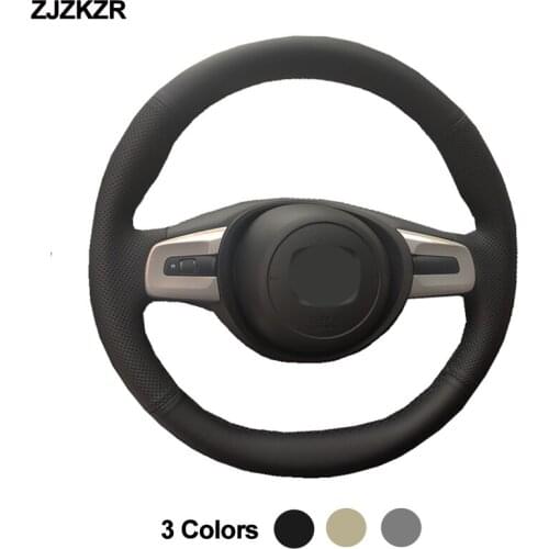Hand Sewing Car Steering-Wheel Cover Wrap Volant For Honda Fit 2021 Beige Black Gray Artificial Leather Breathable Funda Volante