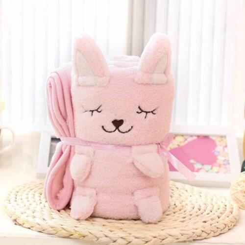 Home Cute Cartoon Flannel Blanket Comfortable Portable Travel Blanket Summer Nap Air Conditioning Quilt Airplane Blanket