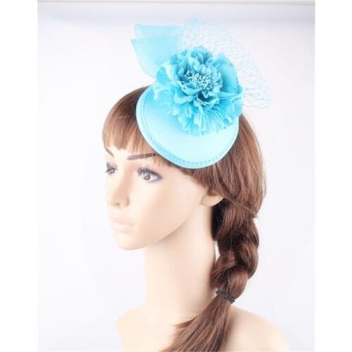 Multiple Color Elegant Fascinator Hair Accessories Satin Base With Birdcage Veil And Silk Flower Party Headwear Bridal Millinery