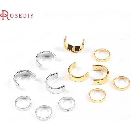 F563)10 pieces 10mm 18mm 22mm 25mm 24K Gold Color Brass Closed Rings Half Round Connector Earrings Accessories