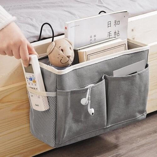 Bedside Hanging Storage Bag Canvas Pocket Bedroom Magazine Storage Pouch Diaper Caddy Toy Holder Baby Tissue Box Home Organizer