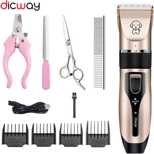 Dicway Dog Hair Cutting Machine Pet Hair Trimmer Kit Professional Cat Animal Hair Clipper For Dog Hair Grooming Shaver Cutter