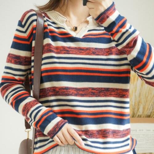 Lucyever Fashion Striped Women Thin Sweater Autumn Loose Long Sleeve Korean Pullover Basic Top Casual Fall 2020 Knitted Jumper